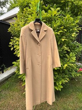 Women's Camel Single-Breasted Long Trench Coat